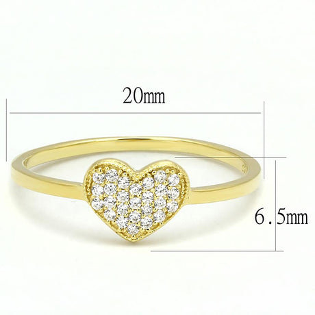 Gold 925 Sterling Silver Ring with AAA Grade CZ  in Clear