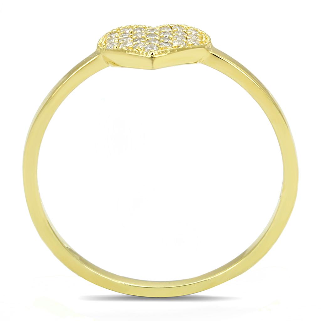 Gold 925 Sterling Silver Ring with AAA Grade CZ  in Clear