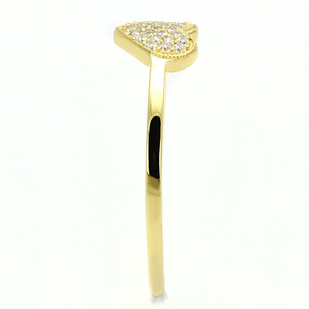 Gold 925 Sterling Silver Ring with AAA Grade CZ  in Clear