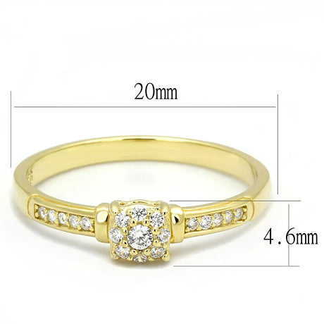 Gold 925 Sterling Silver Ring with AAA Grade CZ  in Clear