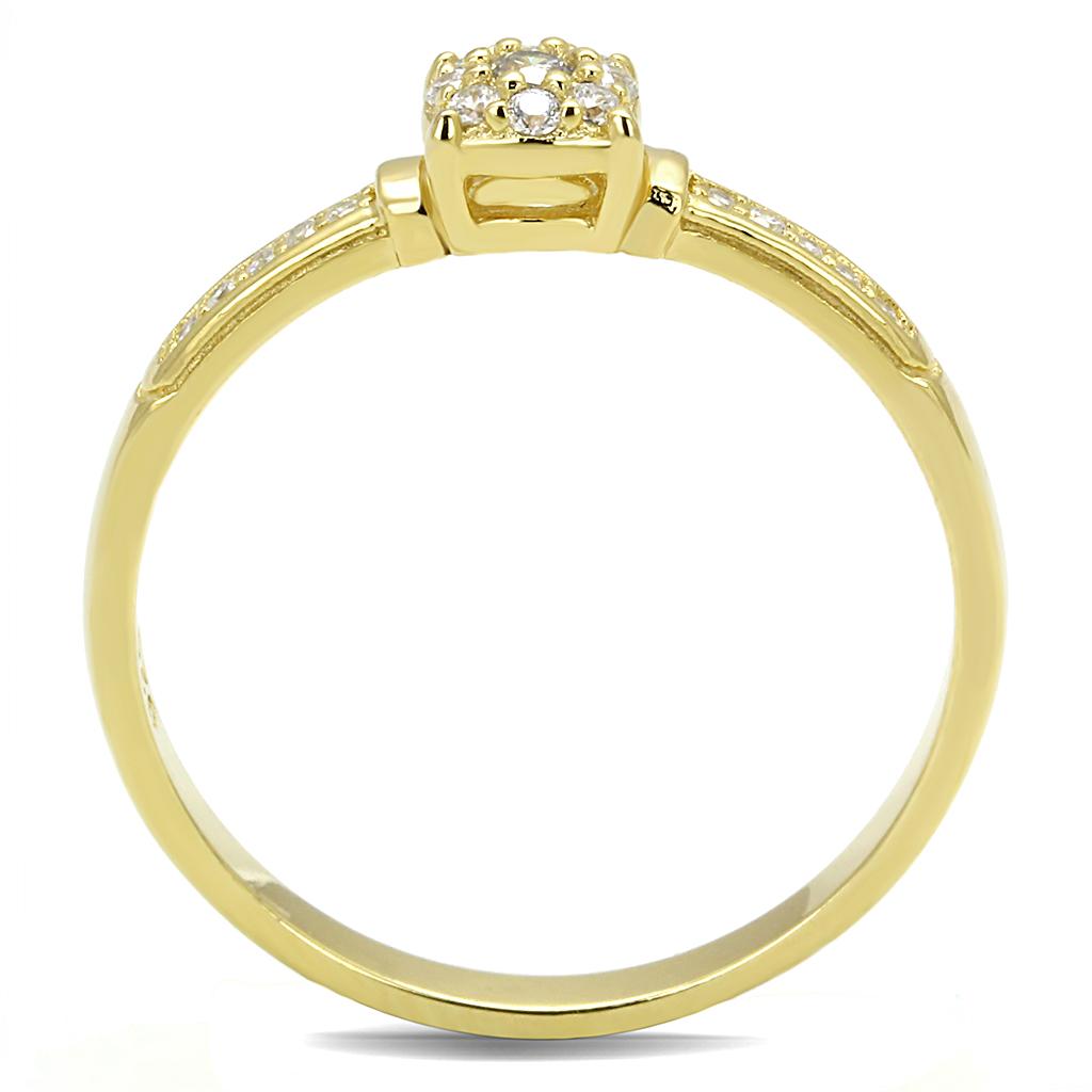 Gold 925 Sterling Silver Ring with AAA Grade CZ  in Clear