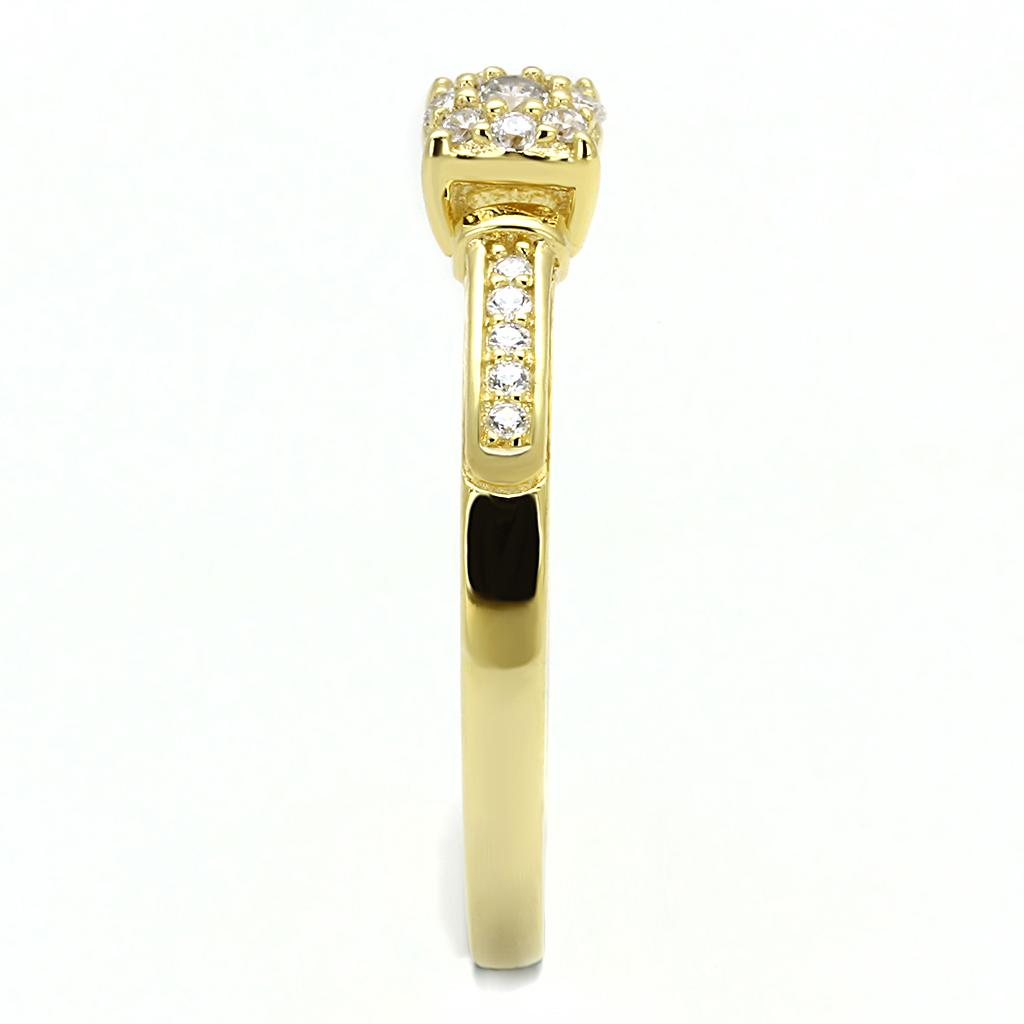 Gold 925 Sterling Silver Ring with AAA Grade CZ  in Clear