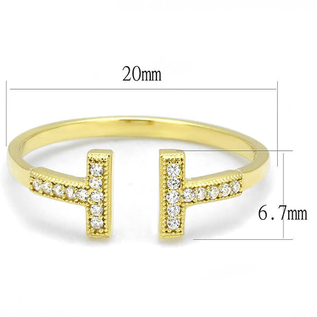 Gold 925 Sterling Silver Ring with AAA Grade CZ  in Clear