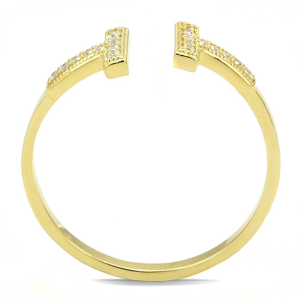 Gold 925 Sterling Silver Ring with AAA Grade CZ  in Clear