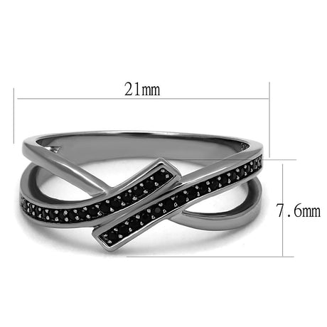 Ruthenium 925 Sterling Silver Ring with Synthetic Spinel in Jet