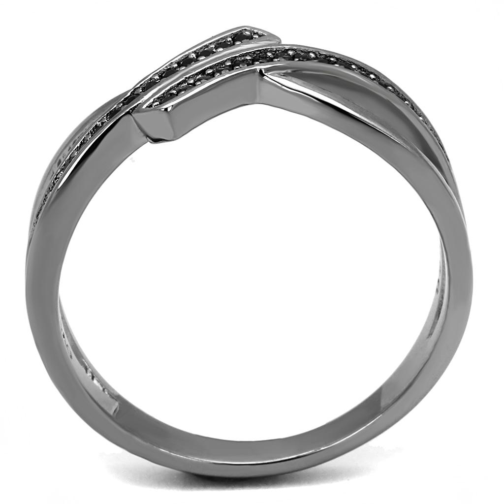 Ruthenium 925 Sterling Silver Ring with Synthetic Spinel in Jet