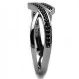 Ruthenium 925 Sterling Silver Ring with Synthetic Spinel in Jet