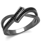 Ruthenium 925 Sterling Silver Ring with Synthetic Spinel in Jet