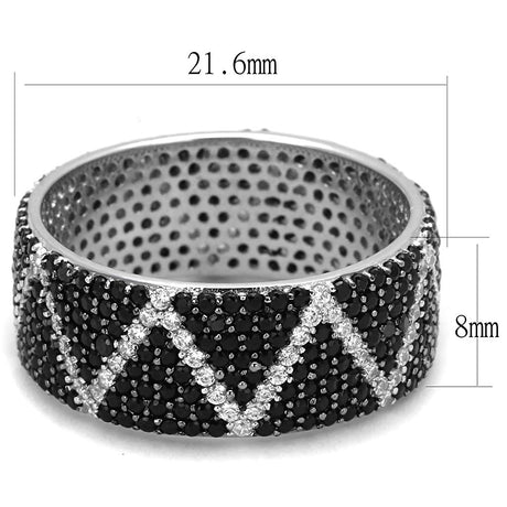 Rhodium + Ruthenium 925 Sterling Silver Ring with Synthetic Spinel in Multi Color