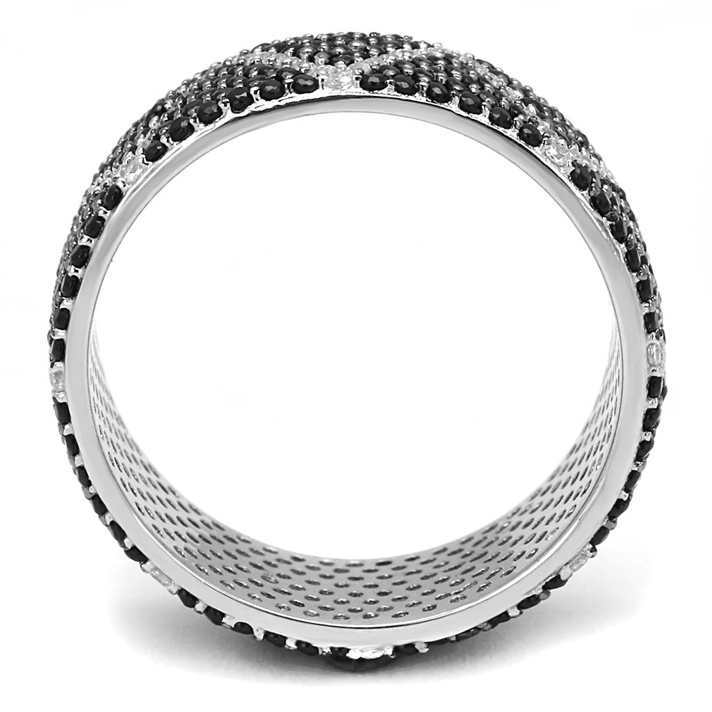 Rhodium + Ruthenium 925 Sterling Silver Ring with Synthetic Spinel in Multi Color