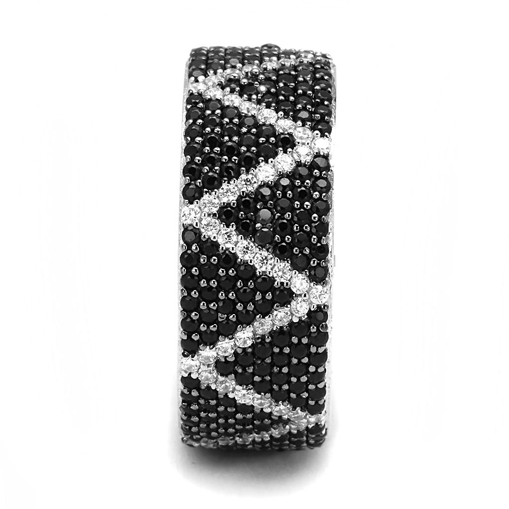 Rhodium + Ruthenium 925 Sterling Silver Ring with Synthetic Spinel in Multi Color