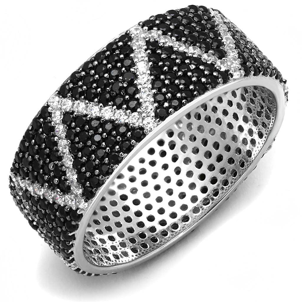 Rhodium + Ruthenium 925 Sterling Silver Ring with Synthetic Spinel in Multi Color