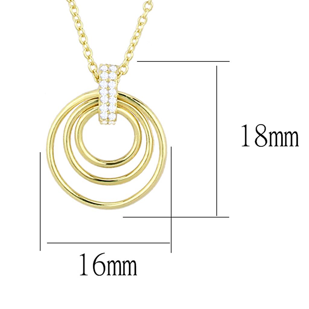 Gold 925 Sterling Silver Necklace with AAA Grade CZ  in Clear