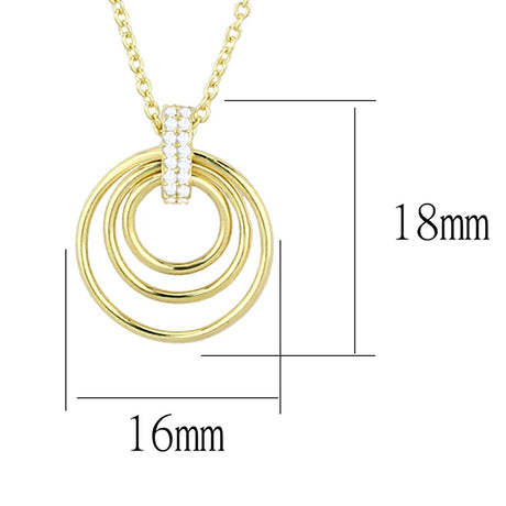Gold 925 Sterling Silver Necklace with AAA Grade CZ  in Clear