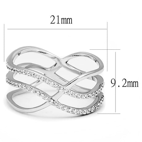 Rhodium 925 Sterling Silver Ring with AAA Grade CZ  in Clear