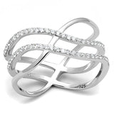 Rhodium 925 Sterling Silver Ring with AAA Grade CZ  in Clear