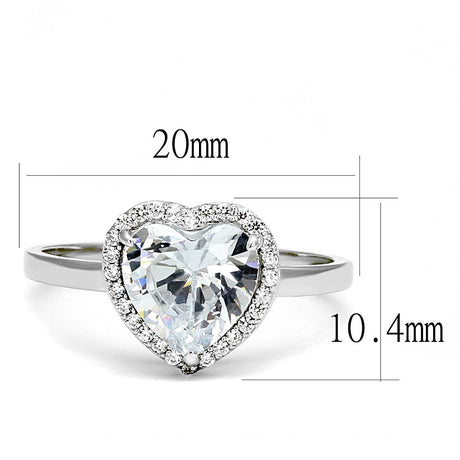 Rhodium 925 Sterling Silver Ring with AAA Grade CZ  in Clear