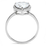 Rhodium 925 Sterling Silver Ring with AAA Grade CZ  in Clear