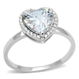 Rhodium 925 Sterling Silver Ring with AAA Grade CZ  in Clear