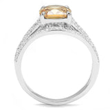 Rhodium 925 Sterling Silver Ring with AAA Grade CZ  in Champagne