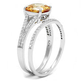 Rhodium 925 Sterling Silver Ring with AAA Grade CZ  in Champagne
