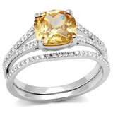 Rhodium 925 Sterling Silver Ring with AAA Grade CZ  in Champagne