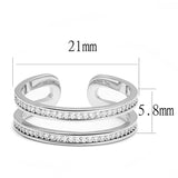 Rhodium 925 Sterling Silver Ring with AAA Grade CZ  in Clear