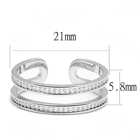 Rhodium 925 Sterling Silver Ring with AAA Grade CZ  in Clear