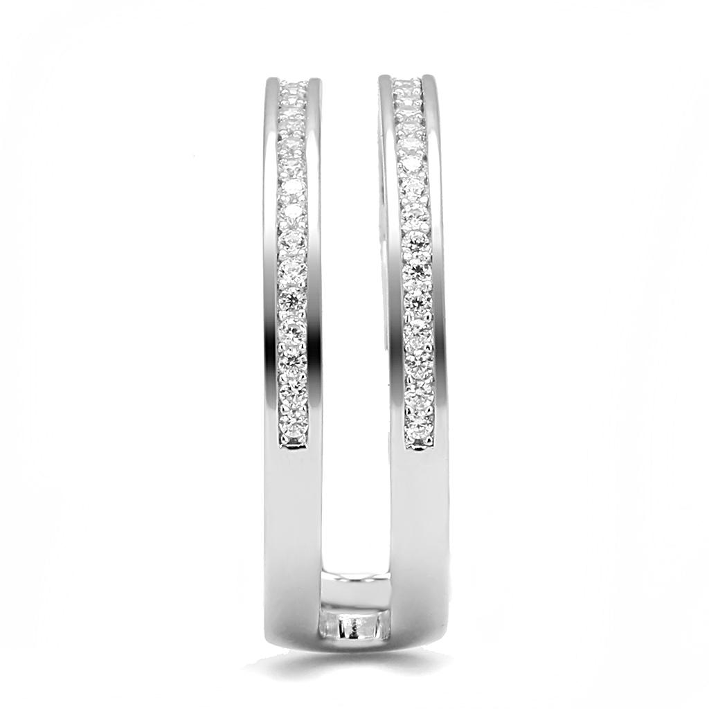 Rhodium 925 Sterling Silver Ring with AAA Grade CZ  in Clear