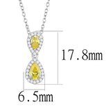 Rhodium 925 Sterling Silver Chain Pendant with AAA Grade CZ  in Topaz
