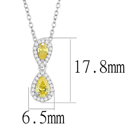 Rhodium 925 Sterling Silver Chain Pendant with AAA Grade CZ  in Topaz