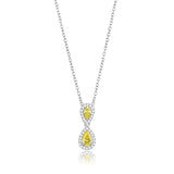 Rhodium 925 Sterling Silver Chain Pendant with AAA Grade CZ  in Topaz