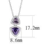 Rhodium 925 Sterling Silver Chain Pendant with AAA Grade CZ  in Amethyst