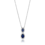 Rhodium 925 Sterling Silver Chain Pendant with Synthetic Synthetic Glass in Montana