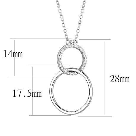 Rhodium 925 Sterling Silver Chain Pendant with AAA Grade CZ  in Clear