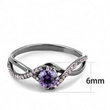 Ruthenium 925 Sterling Silver Ring with AAA Grade CZ  in Amethyst