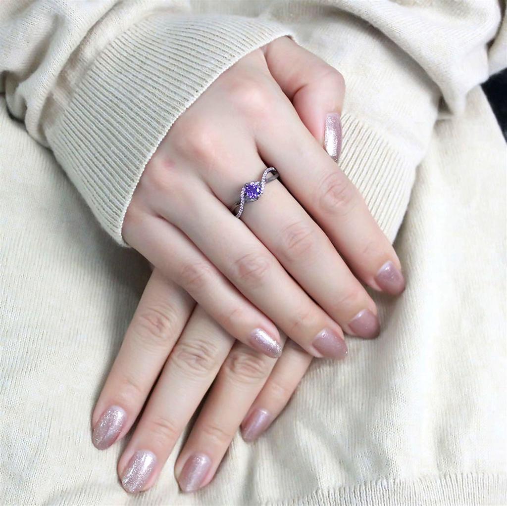 Ruthenium 925 Sterling Silver Ring with AAA Grade CZ  in Amethyst