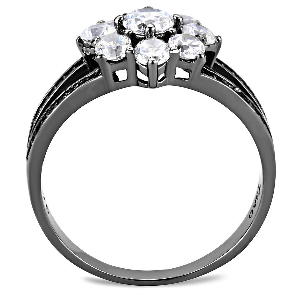 Ruthenium 925 Sterling Silver Ring with AAA Grade CZ  in Clear