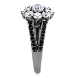 Ruthenium 925 Sterling Silver Ring with AAA Grade CZ  in Clear