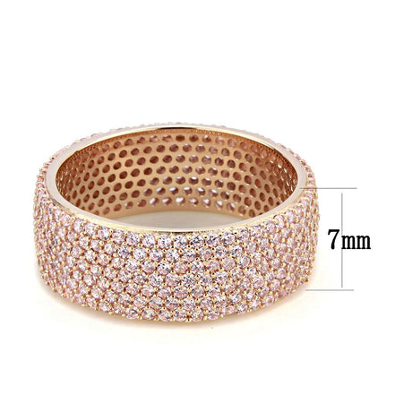 Rose Gold 925 Sterling Silver Ring with AAA Grade CZ  in Light Rose