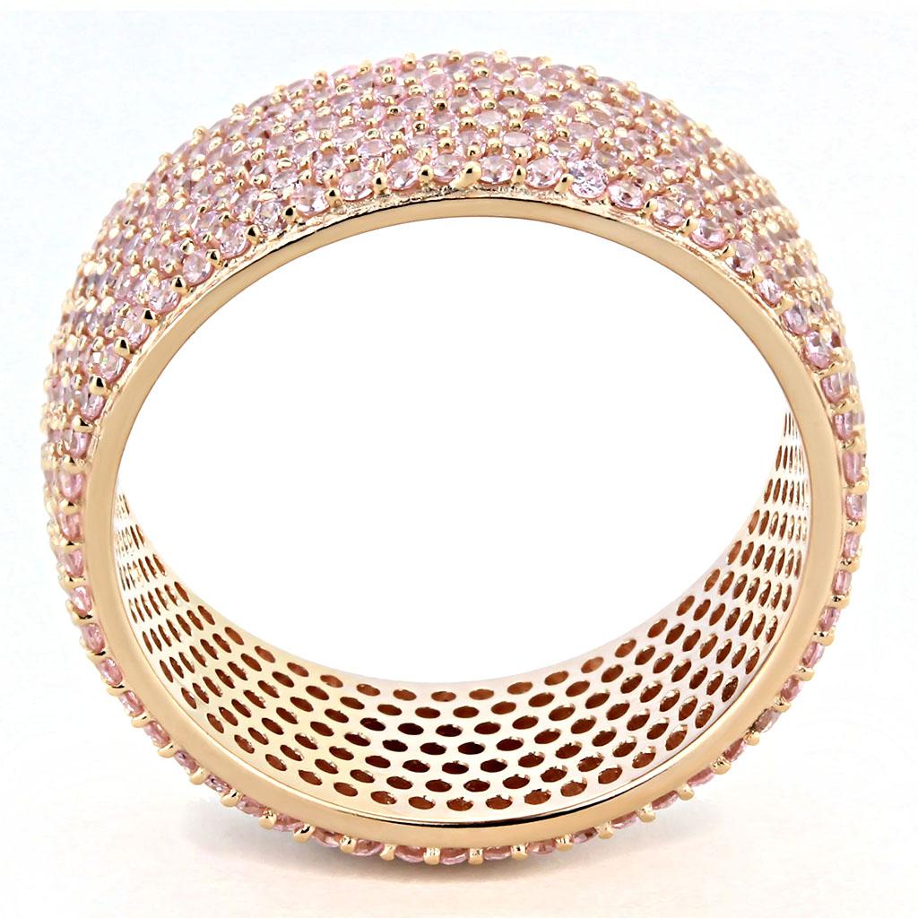 Rose Gold 925 Sterling Silver Ring with AAA Grade CZ  in Light Rose