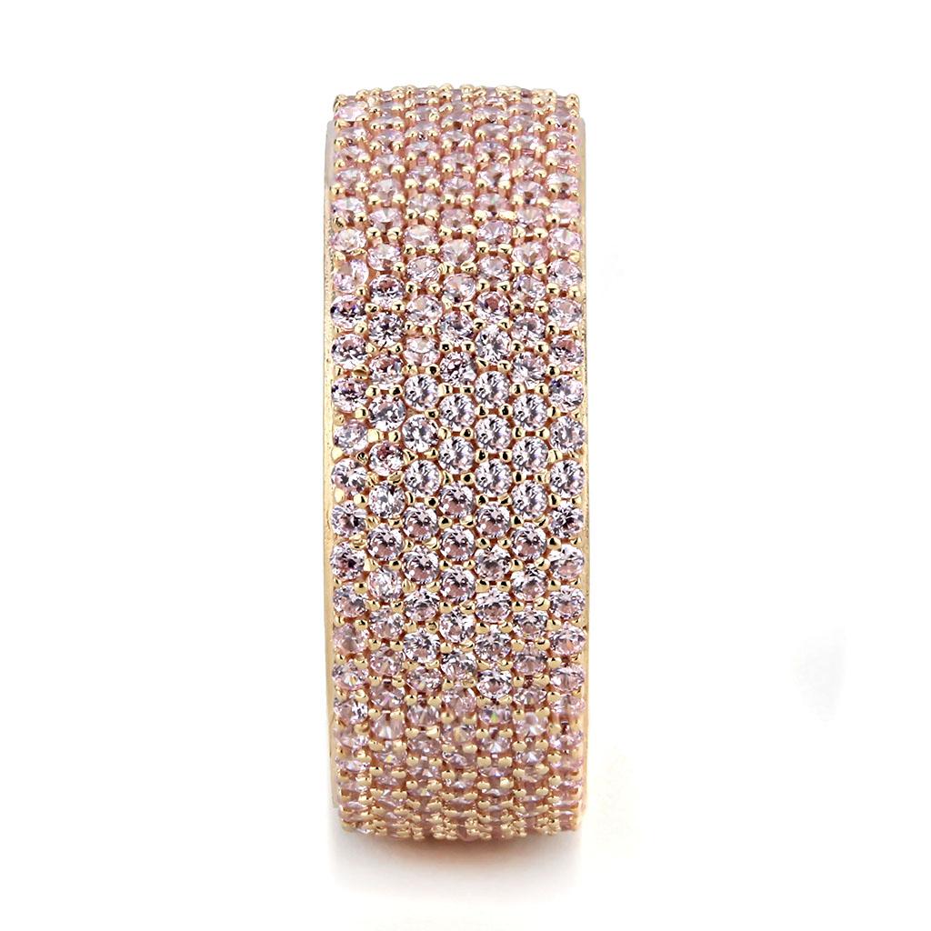 Rose Gold 925 Sterling Silver Ring with AAA Grade CZ  in Light Rose