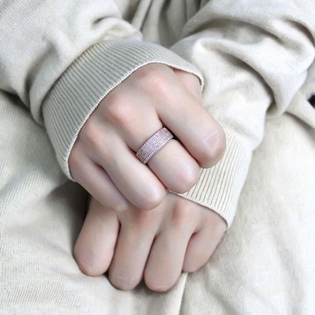 Rose Gold 925 Sterling Silver Ring with AAA Grade CZ  in Light Rose