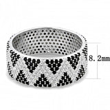 Rhodium 925 Sterling Silver Ring with AAA Grade CZ  in Jet