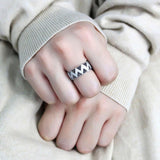 Rhodium 925 Sterling Silver Ring with AAA Grade CZ  in Jet
