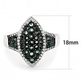 Rhodium + Ruthenium 925 Sterling Silver Ring with Synthetic Synthetic Glass in Blue Zircon