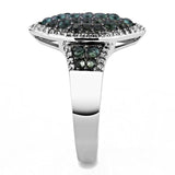 Rhodium + Ruthenium 925 Sterling Silver Ring with Synthetic Synthetic Glass in Blue Zircon