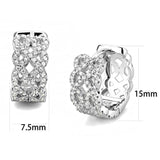 Rhodium 925 Sterling Silver Earrings with AAA Grade CZ  in Clear