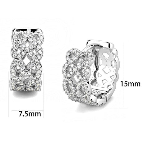Rhodium 925 Sterling Silver Earrings with AAA Grade CZ  in Clear