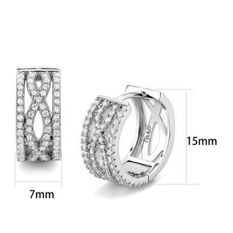 Rhodium 925 Sterling Silver Earrings with AAA Grade CZ  in Clear